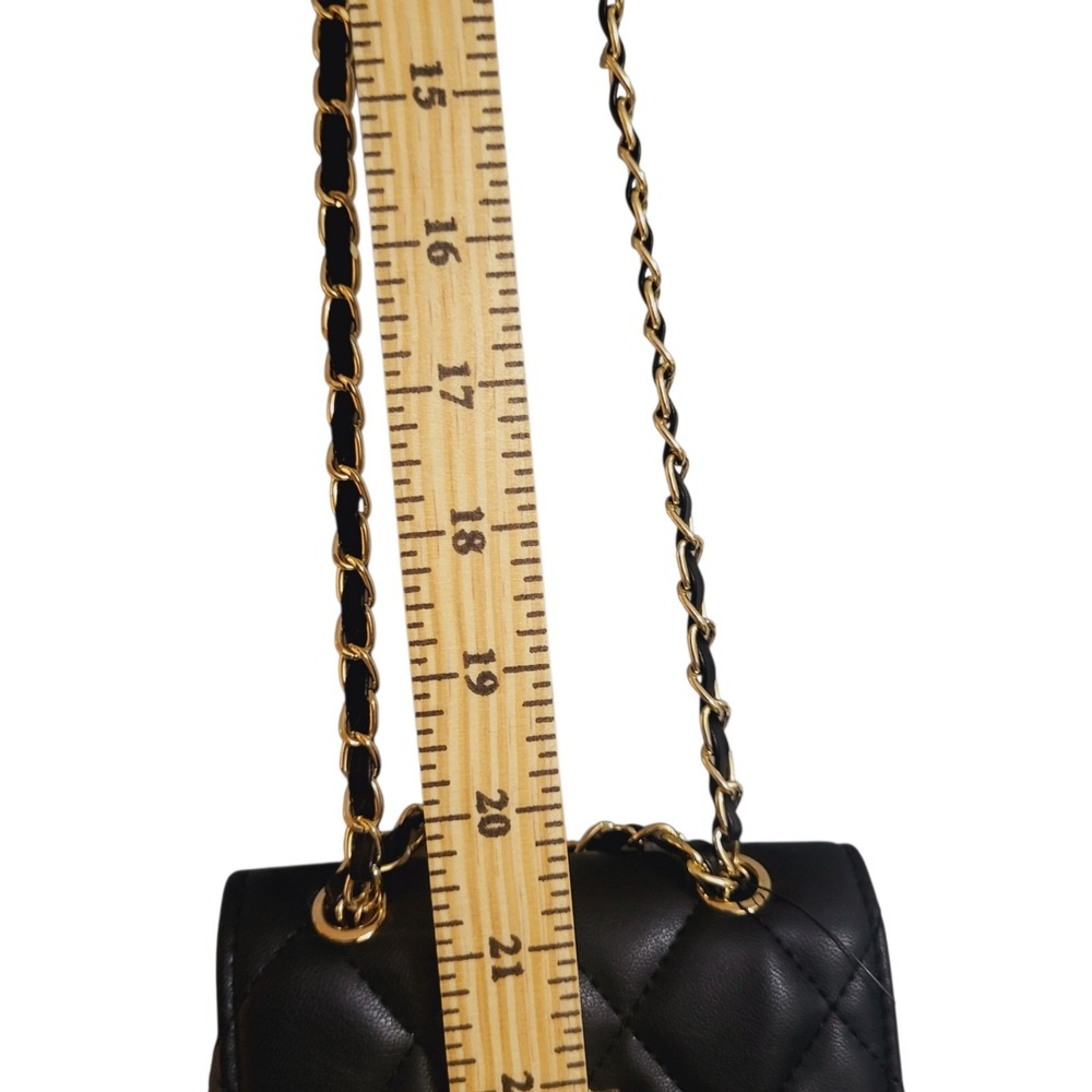 BADGLEY MISCHKA Vegan Leather Quilted Mini Bag Crossbody Black 5"x3.5"x1.5" - Picture 9 of 11